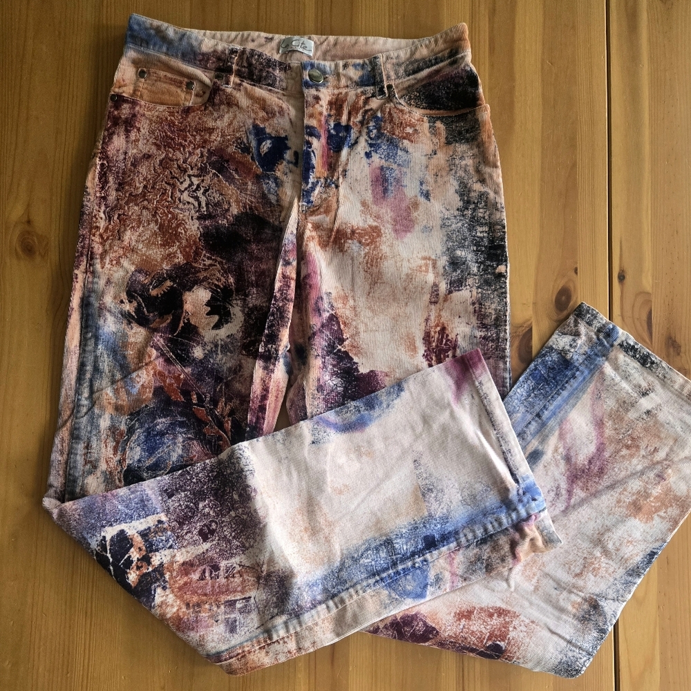 Abstract Print Corduroy Women Jeans